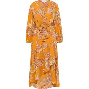 EYOTA dames maxi-jurk jurk, Oranje meerkleurig., L