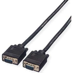 ROLINE VGA-kabel, monitorkabel met HD D-sub-stekker, voor het aansluiten van laptop, grafische kaart, beamer l zwart, 6 m