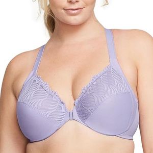 Glamorise Wonderwire BH, grote maten, met beugels, racerback en frontsluiting nr. 1246, lichtpaars, 105F