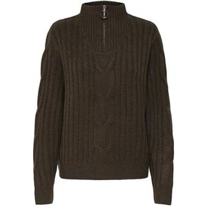 JDY - JDYAndrea - Trui - Kaki - Geribbelde Kraag - Halve Rits