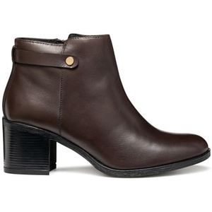 Geox - New Asheel - Dameslaarzen - Donkerbruin - Enkellaarsjes