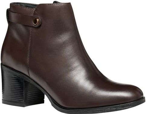 Geox - New Asheel - Dameslaarzen - Donkerbruin - Enkellaarsjes