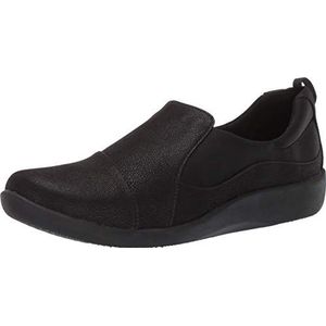 Clarks Women's CloudSteppers Sillian Paz Slip-On Loafer, Black Synthetic Nubuck, 10 W US