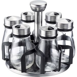 Westmark Lisbon Kruidenorganizer - 7-delige kruidenstrooiset met carrousel, Rond, Draaibaar met handvat, Kruidenpotten à 125 ml