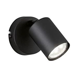 Fischer & Honsel Vano 30368 Led-wandlamp met schakelaar, eenvoudige wandspot voor woonkamer, hal, slaapkamer, GU10-fitting, metaal, zandzwart, 8 x 11 cm