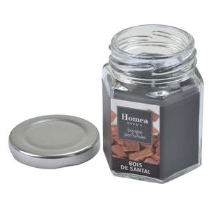 Homéa, Kaars met metalen deksel, 5,4 x 5,4 x 7,2 cm, essentiële geur van kersthout