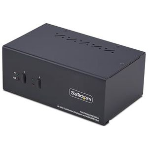 StarTech.com 2-Port Dual-Monitor DisplayPort en HDMI KVM Switch, 4K 60Hz, 2-Port USB Hub, 5Gbps, 2x USB HID Ports, TAA