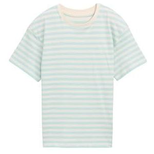 TOM TAILOR - Shirt - Beige - Gestreept - Ronde Hals - Kwartmouw