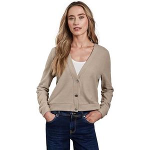 Street One - Dames Jasje - Beige - V-hals, Knoopsluiting, Zachte Materiaalmix