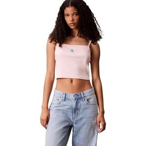 Calvin Klein Jeans Dames A-geweven label rib CAMI LV047C908G tanktop, roze (wolkroze), XXS, Roze (Wolk Roze), XXS