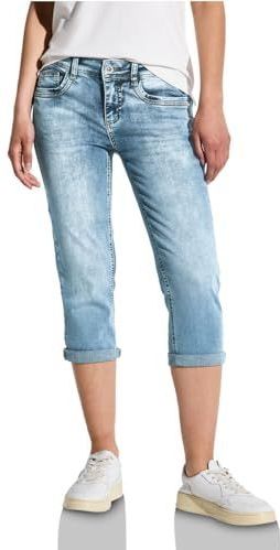 Street One Dames 3/4 jeans met glitterdetail in Blauw, in size: 24