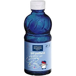 Lefranc Bourgeois 188399 Kinderglitterverf - Tempera glitter gel, afwasbaar, plakkaatverf in 250ml flacon - Blue