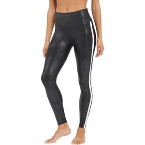 Spanx Dameslegging van kunstleer met strepen, Zwart, S