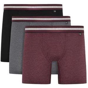 Ted Baker Heren Trunks, katoen, 3-Pack, (TBB02), Zwart/Grijs/Radicchio, XL