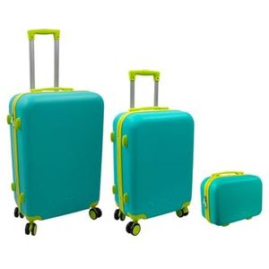Ordinett, Voyager kofferset, 3-delig: 60L + 43L + 15L, groen en lichtblauw