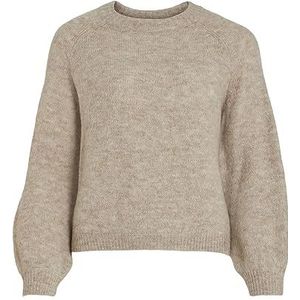 Vila VIJAMINA ronde hals L/S gebreide top NOOS gebreide trui voor dames, natuurlijk melange, S, Natural Melange, S