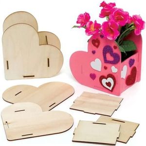 Baker Ross Heart Houten Knutselset Bloempot - 3-delig, houten Valentijn knutselset voor kinderen (FC435)