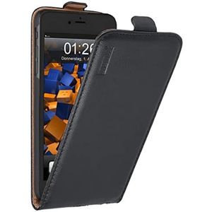 mumbi Echt lederen flipcase compatibel met iPhone 6 Plus / 6S Plus hoes lederen tas case portemonnee, zwart