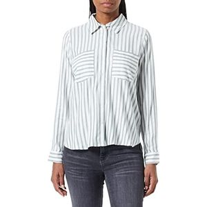 TOM TAILOR Denim Dames blouse met strepen 1033614, 30579 - Green White Vertical Stripe, M