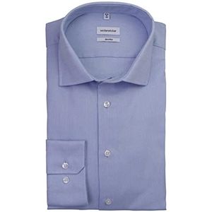 Seidensticker Zakelijk overhemd voor heren, shaped fit, strijkvrij, kent-kraag, lange mouwen, 100% katoen, blauw (middenblauw 11), 39