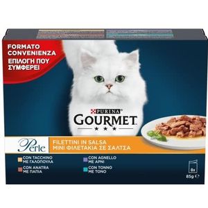 Purina Gourmet Parels natte kattendraad in saus met kalkoen, tonijn, eend, lam - 80 zakjes à 85 g (80 x 85 g)