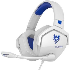 NUBWO N16 Gaming headset, microfoon met ruisonderdrukking, stereogeluid en comfortabel design voor PS5, PS4, Xbox One, NS, PC, laptop en Mac, wit/blauw