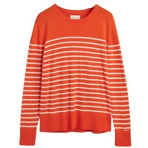 GANT FINE Knit Striped C-Neck, pompoen oranje, S