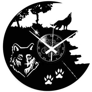 Instant Karma Clocks Wandklok van vinyl voor muur boswolf wolf