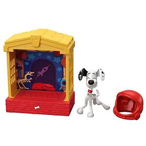 Disney 101 Dalmatian Street, stapelbaar hondenhok (12,5 cm) met personagefiguur van Dylan (8 cm) en een ruimtehelm, Verzamel ze allemaal en stapel ze op elkaar, voor kinderen vanaf 5 jaar