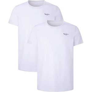 Pepe Jeans Heren Pepe T-shirt 2P ondergoed, wit, M (Pack van 2), Kleur: wit, M