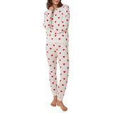 Petit Bateau Pyjama met lange mouwen voor dames, Marshmallow/Terkuit, XXS, Marshmallow/Terkuit, XXS