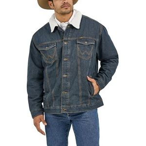 Wrangler Heren Cowboy Cut Western Gevoerd Denim Jas, Sherpa/Denim, L