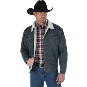 Wrangler Heren Cowboy Cut Western Gevoerd Denim Jas, Sherpa/Denim, L