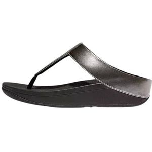 Fitflop Fino Glitterdust Metallic Teenslippers voor dames, Grijs, 37 EU