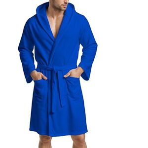 PETTI Badjas, badjas van microvezel, badjas voor heren, badjas voor dames, uniseks, badjas met zakken, capuchon en riem, Blauw, 5XL Grote Maten