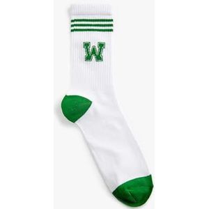 Koton College Socket Geborduurd Gedetailleerde Sok voor heren, groen (786), One Size