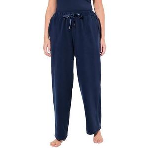Ulla Popken Dames grote maten grote maten plus size loungewear-fleecebroek, rechte pijpen, elastische tailleband, nachtblauw, 32W / 32L