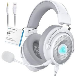 EKSA Gaming headset, 7.1 surround sound pc-headset met ruisonderdrukkende microfoon, USB & 3,5 mm audio-aansluiting, ledlicht, superlichte gaming-hoofdtelefoon voor PC/Mac/Switch/PS4/PS5/Xbox One,