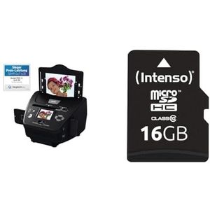 Rollei PDF-S 240 SE - Multi-scanner voor foto's en negatieven, scanproces in seconden, incl. beeldbewerkingssoftware - zwart & Intenso microSDHC 16GB Class 10 geheugenkaart incl. SD-adapter, zwart