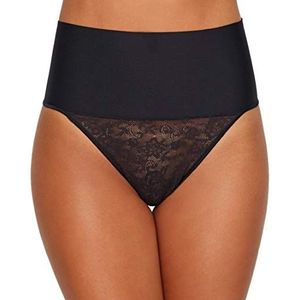 Maidenform Vrouwen Tame Your Tummy Shaping Lace String met Cool Comfort Taille Shapewear, Zwart kant, S