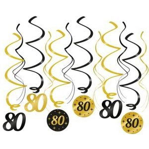 PD-Party 7031912 Classy party swirls - 80, Goud/Zwart, 70cm Lengte, 12 verschillende swirls