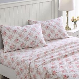 Laura Ashley - Volledige lakenset, katoenen flanellen beddengoed, geborsteld voor extra zachtheid en comfort (Lisalee Pink, Full)