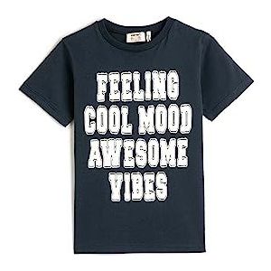 Koton Boys's Bedrukt Korte Mouw Crew Neck Katoen T-shirt, marineblauw (716), 4-5 Jaar