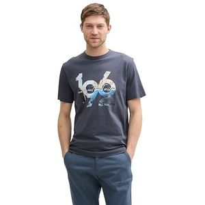 TOM TAILOR Heren T-shirt met foto-print, 10306 - Blueish Grey, M