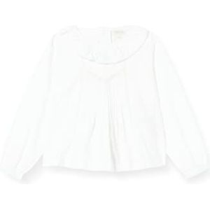 Gocco Witte blouse van popeline met geborduurde strepen, hemd voor meisjes