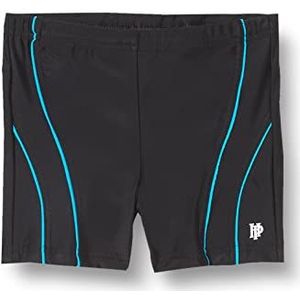 Hogedruk-zwembroek voor jongens, Zwart/Turkoois, 10 Jaar
