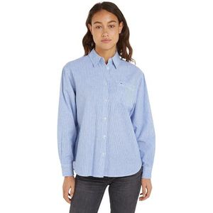 Tommy Jeans Dames Tjw Boxy Stripe Linnen Shirt Blouses, Empire Blauw/Streep, L