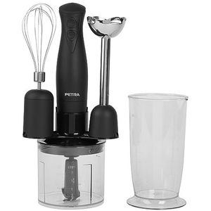 Petra PT2827BMBLKVDE 3 In 1 Blender - BPA Free Attachments & 700ml Beaker Included, Whisk, Blend, Chop, 500ml Chopping Bowl, 2 Speeds, Stainless Steel Blades, Compact Storage, Easy To Use, 350W, Black
