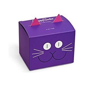 Happy Socks Cat Gift Box, Kleurrijke en Leuke, Sokken voor Dames en Heren, Blauw-Roze-Lila-Geel (41-46)