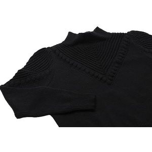 faina Dames modieuze trui met V-hals en hol design zwart maat XS/S, zwart, XL
